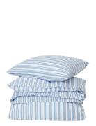 White/Blue Striped Cotton Poplin Bed Set Home Textiles Bedtextiles Bed...