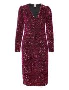 YAS Yaspinko Sequin Ls Midi Dress - Show Röd