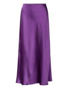 Midi Satin Skirt Knälång Kjol Purple Mango