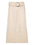 Mango Leather-Effect Midi-Skirt With Belt Beige