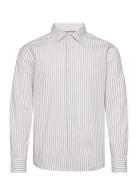 Mango Stretch Fabric Slim-Fit Striped Shirt Grå