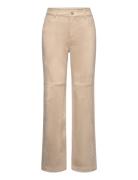 Mango Suede Trousers With Seam Detail Beige