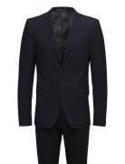 Plain Mens Suit Kostym Navy Lindbergh