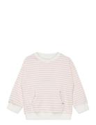 Mango Striped Cotton-Blend Sweatshirt Rosa