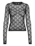 Mango Geometric Openwork T-Shirt Svart