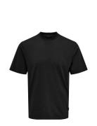 ONLY & SONS Onsotis Reg Mock Neck Tee Vd Svart