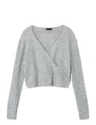 LMTD Nlfstidet Ls Crop Wrap Knit Grå