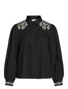 Vila Vicaria L/S Embroidery Shirt/R Svart