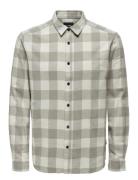 ONLY & SONS Onsgudmund Ls Checked Shirt Noos Beige