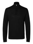 Selected Homme Slhtray Ls Knit Merino Half Zip Noos Svart