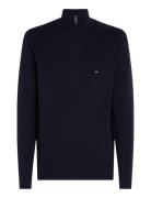 Essential Cotton Zip Mock Tops Knitwear Half Zip Jumpers Navy Tommy Hi...