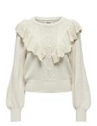 ONLY Onlcherry Ls Ruffle O-Neck Cc Knt Kräm