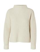 Slfselma Ls Knit T-Neck Tops Knitwear Jumpers Cream Selected Femme