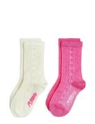 Mini Rodini Textured 2-Pack Socks Rosa