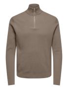 ONLY & SONS Onsphil Reg 12 Cotton Half Zip Knit Noos Beige