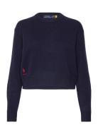 Polo Ralph Lauren Wool-Blend Cropped Crewneck Sweater Marinblå