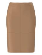 Slfmaily Hw Leather Skirt Noos Knälång Kjol Brown Selected Femme