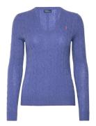 Polo Ralph Lauren Cable-Knit Wool-Cashmere V-Neck Sweater Blå