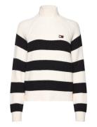 Tommy Jeans Tjw Stripe Mocknck Badge Sweater Vit