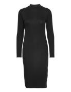 Krown Ls T-Neck Dress Knälång Klänning Black Modström