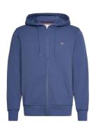 GANT Reg Shield Full Zip Hoodie Blå