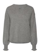 Cuallida V-Neck Pullover Tops Knitwear Jumpers Grey Culture