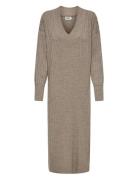 Olmnew Tessa L/S Midi V Dress Knt Knälång Klänning Beige Only Maternit...