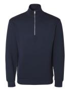 Selected Homme Slhemanuel Soft Zip High Neck Sweat Noos Marinblå