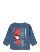 Nmmako Spider Ls Nreg Top Mar Tops T-shirts Long-sleeved T-shirts Blue...