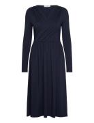 Long Sleeve Dress Knälång Klänning Blue Rosemunde