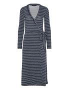 Elisa Harlekin Wrap Dress Knälång Klänning Blue Ilse Jacobsen