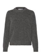 Selected Femme Slfsia Ras Ls Knit O-Neck Noos Grå