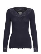 Rosemunde Organic T-Shirt W/ Lace Marinblå