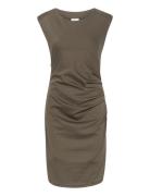 Kaindia Round-Neck Dress Kort Klänning Brown Kaffe