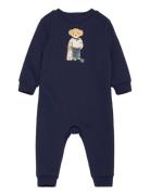 Polo Bear Fleece Coverall Långärmad Bodysuit Navy Ralph Lauren Baby