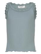 Rkbeatha Sl Top W/ Lace Tops T-shirts Sleeveless Blue Rosemunde Kids