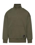 Lindex Sweater Halfzip Solid Khaki Green