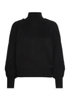 Msvera High Neck Knit Pullover Tops Knitwear Jumpers Black Minus