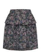 Creamie Skirt Flower Dobby Marinblå