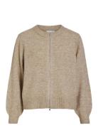 Vila Vizichy O-Neck L/S Zip Knit Cardigan/R Beige