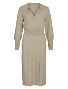 Vila Vicomfy L/S Collar Rib Knit Dress - Noos Beige