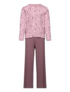 Name It Nkfnightset Mauve Flower Loose Rib Noos Lila