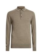 AllSaints Mode Merino Ls Polo Beige