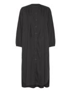 Lauren Shirtdress Poplin Knälång Klänning Black Moshi Moshi Mind