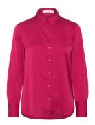 Mango Satin Finish Flowy Shirt Rosa