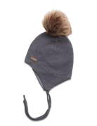 Minymo Hat W. Detachable Fake Fur Blå