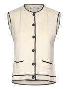 Mango Knitted Waistcoat With Contrast Piping Kräm