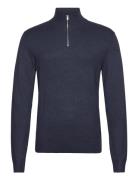 Lindbergh Ecovero Half Zip L/S Knit Marinblå