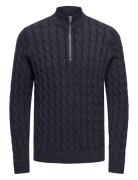 ONLY & SONS Onskicker Life Reg 3 Cable Half Zip Knit Marinblå