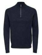 ONLY & SONS Onsedward Reg 7 Wool Half Zip Knit Cs Marinblå